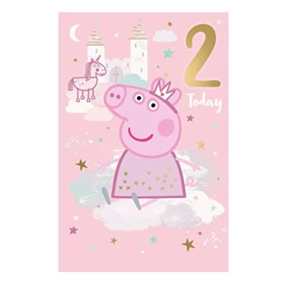 Afbeelding van Danilo Promotions Ltd Officiële Peppa Pig Leeftijd 2 Verjaardagskaart, Princess Card mutliple kleuren PG057, Multi, 210 x 290 mm