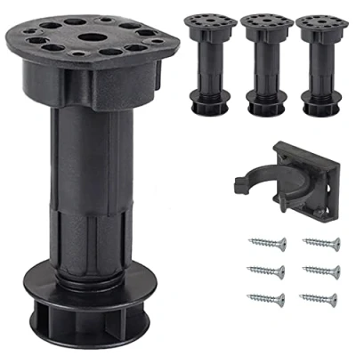 Afbeelding van LouMaxx Set van 4 verstelbare poten, zwart, poten 100 120 mm, voor keuken of badkamer, meubels, incl. montagemateriaal, stabiele keukenmeubelpoten, draagvermogen 200 kg