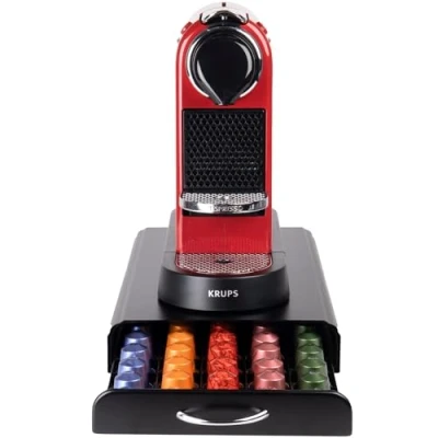 Afbeelding van Capsulehouder met Lade voor Nespresso Cuphouder 50 Koffiecups Capsulehouders RVS Zwart