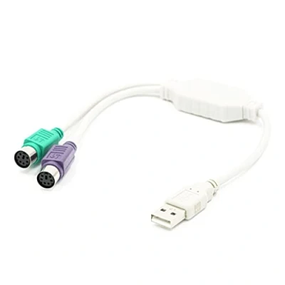 Afbeelding van BIGtec USB naar 2 x PS2 adapterkabel converter voor muis toetsenbord scanner keyboard kabeladapter dubbele PS/2 poort interface KVM switch geschikt mini DIN 6 bus