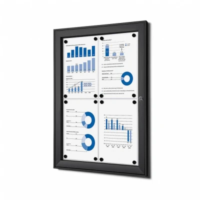 Afbeelding van Vergrendelbaar Notitiebord Indoor Zwart 4x A4