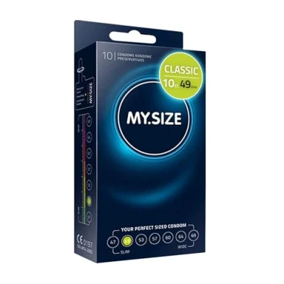 Afbeelding van MY.SIZE Classic condooms maat 2 I 49 mm breed 10 stuks standaard verpakking premium extra dun true to touch gossamer dunne 0,07 wanddikte veganistisch