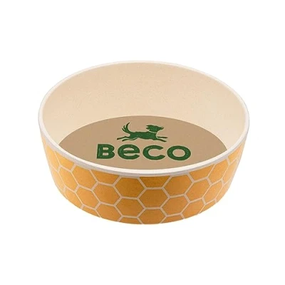 Afbeelding van Beco Printed Bowls Bamboe voerbak/waterbak voor honden duurzaam &amp; trendy 5 Kleuren in 2 maten Kleur: Honingraat, Maat: Large 1650 ml