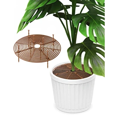 Afbeelding van QWORK® 2 Pack 30cm Plant Pot Guards Snijbare Covers met 10cm Bevestigingsnagels, Bescherm Plantenbodem tegen Kinderen en Huisdieren