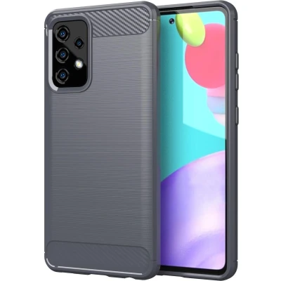 Afbeelding van Cadorabo Hoesje geschikt voor Samsung Galaxy A91 / S10 LITE M80s in BRUSHED GRIJS Beschermhoes van flexibel TPU siliconen roestvrij staal carbonvezel look Case Cover