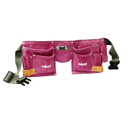 Afbeelding van Rolson 68630 Gereedschapsriem van leer met twee zakken, roze