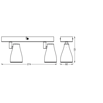 Afbeelding van ledvance decorative spotlights 8w 420lm 2700k cri80 ip20 ik06 opbouw beh grijs kunststof lxbxh 274x60x131mm 4058075826519