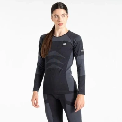 Afbeelding van Dare2B Dames in The Zone II Baselayer Top met lange mouwen en SeamSmart technologie, perfect voor wintersport buitenshuis, zwart