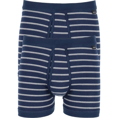 Afbeelding van SCHIESSER Original Classics shorts (2 pack) Feinripp met gulp blauw gestreept