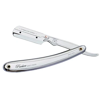 Afbeelding van Shaving Factory Parker 31R roestvrij stalen rechte rand scheermes en 5 haaien, super messen, per stuk verpakt (1 x 1 stuks)