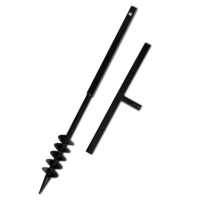 Afbeelding van Grondboor met handvat en schroefkop (dubbele schroef) 80 mm (zwart)