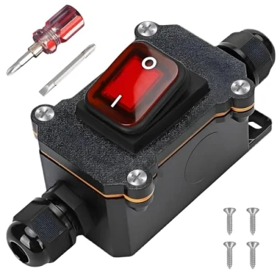 Afbeelding van Waterdichte inline schakelaar, 12 V DC, 20 A, DPST 4 polig, IP67, V, kabelschakelaar, snoerschakelaar, aan uitschakelaar, tuimelschakelaar, waterdicht, voor gebruik buitenshuis, beide zijden