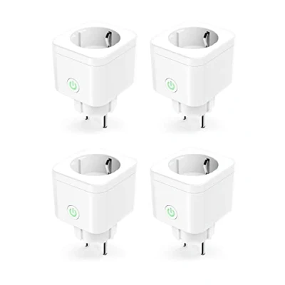 Afbeelding van Refoss Slimme Mini Stekker (Type F), Compatibel met Alexa en Google Home, Programmeerbare Stekker, Set van 4 WiFi Stekkers Afstandsbediening, Stembesturing Tijdsfunct