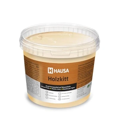 Afbeelding van HAUSA Houtkitt 1 kg eiken, medium houtplamuur, stopverf voor hout, houtplamuur/vulmassa het repareren van houtschade, gebruiksklaar, uitstekende vulkracht, sneldrogend, scheurbestendig
