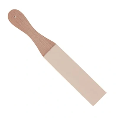 Afbeelding van Lederen Puntenslijper Met Houten Handvat Leer Craft Polish Slijpen Strop Dubbelzijdig Voor Honen Houtbewerking