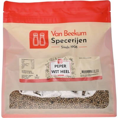 Afbeelding van Van Beekum Specerijen Peper Wit Heel 1 kilo (hersluitbare stazak)