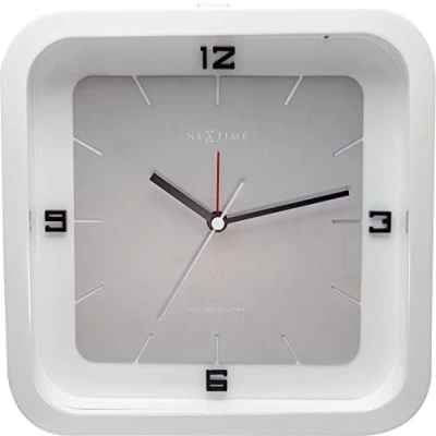 Afbeelding van Tafelklok NeXtime Square Alarm 20 x 6 cm wit