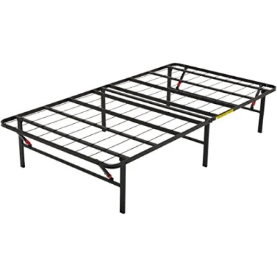 Afbeelding van Amazon Basics Opvouwbaar bedframe, montage zonder gereedschap, met opbergruimte onder het frame, eenpersoonsbed, 90 x 190 cm, zwart, 35,5 cm