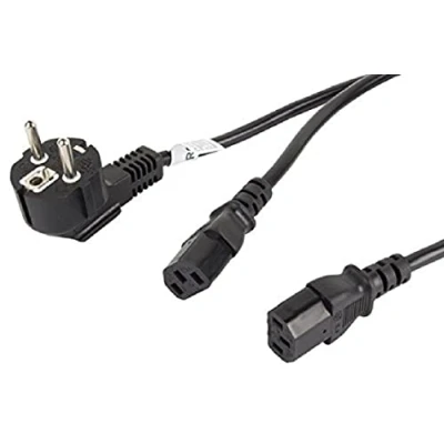 Afbeelding van Voedingskabel Lanberg SCHUKO CEE 7/7 A 2X IEC320 C13 Zwart
