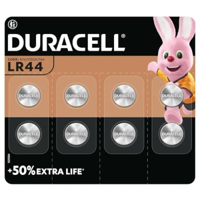 Afbeelding van DURACELL LR44 (8 stuks) specialty alkalinebatterij 1,5V (A76) Voor Gebruik in Digitale Thermometers, Rekenmachines, Zaklampen, Polshorloges, Beveiligingssysteempanelen en Medische Apparaten