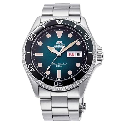 Afbeelding van Orient Heren analoog automatisch horloge met roestvrijstalen armband RA AA0811E19B, zilver blauw,