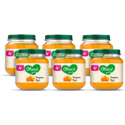 Afbeelding van 6x Olvarit 1e Groentehapje 4m Pompoen Rijst 125 gr