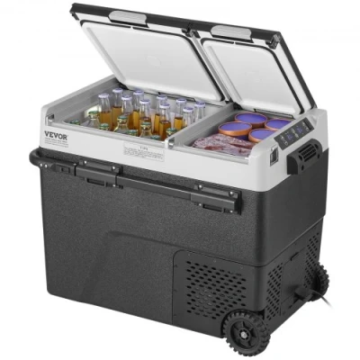 Afbeelding van VEVOR draagbare autokoelkast met vriesvak, koelboxcompressor, 58 liter, dubbele zone