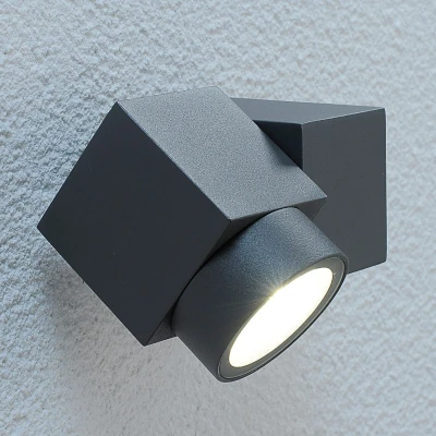 Afbeelding van Lucande LED wandlamp buiten 3 lichts aluminium H: 10.2 cm grafietgrijs Inclusief lichtbronnen