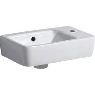 Afbeelding van Geberit renova compact fontein 1x waskom kraangat rechts overloop keramiek 400 x 250 150mm bxdxh wit 276140000