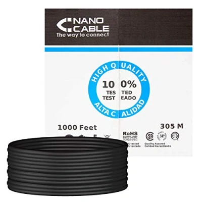 Afbeelding van Stevige UTP netwerkkabel categorie 5e NANOCABLE 10.20.0304 EXT BK 305 m Zwart