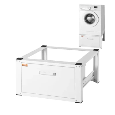 Afbeelding van VEVOR Universele basis voor wasmachine, 685,8 x 363,22 mm, wasmachine drogerhouder, robuuste multifunctionele met lade en uitgebreide accessoires wasruimtes