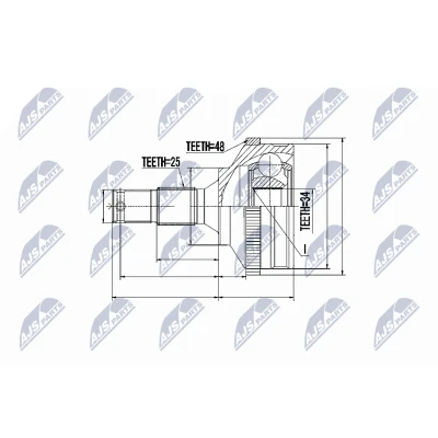Afbeelding van Homokineet reparatie set, aandrijfas NTY NPZ PE 027
