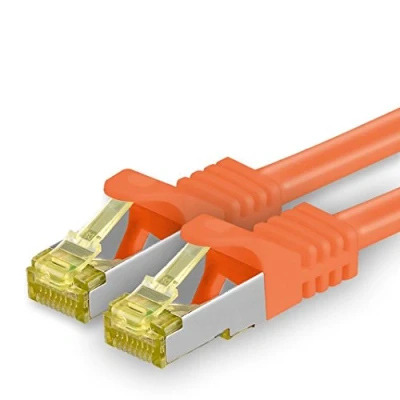 Afbeelding van 1aTTack.de Cat.7 netwerkkabel 20m oranje 1 stuk Cat7 Ethernet kabel netwerk LAN ruwe 10 Gb s SFTP PIMF LSZH set patchkabel met Rj 45 plug Cat.6a