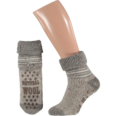 Afbeelding van Apollo Huissokken Heren Slofsokken Antislip Beige Maat 39 42 45% wol