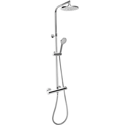 Afbeelding van Cornat Compleet douchesysteem &quot;Perfect Neo&quot; verchroomd met thermostaatkraan Handdouche 5 straalsoorten: Normaal , soft massagestraal Anti kalk Variabele stijgbuis/Douchesysteem /