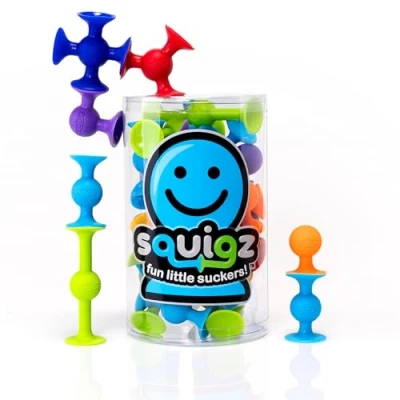 Afbeelding van Fat Brain Squigz Starter 24 Piece Set, Kids Preschool Toy, Suction Toy Sorting and Stacking Building Sets, Bath Toys, Innovative for aged 3 Years Older