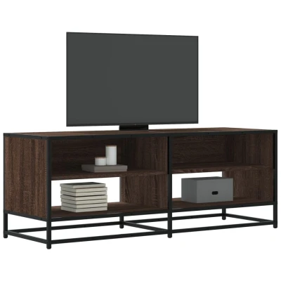 Afbeelding van Tv meubel 120,5x40x46 cm bewerkt hout metaal bruin eikenkleur