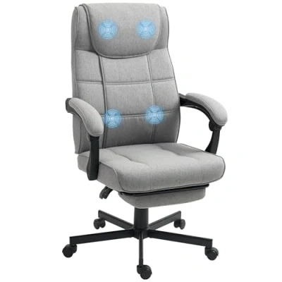 Afbeelding van HOMCOM Bürostuhl mit Massagefunktion Polyester, Schaumstoff 70L x 65B 107 117H cm Grau