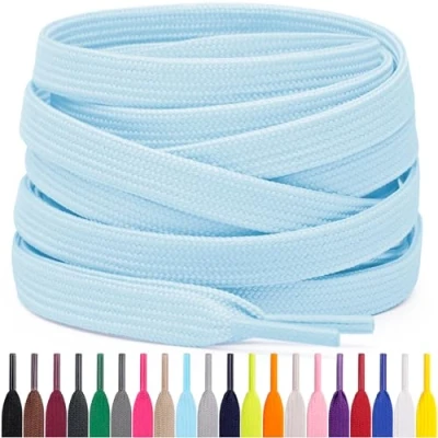 Afbeelding van Miscly Platte Schoenveters, Meerdere Lengtes en Kleuren Beschikbaar (Lichtblauw, 137 cm)
