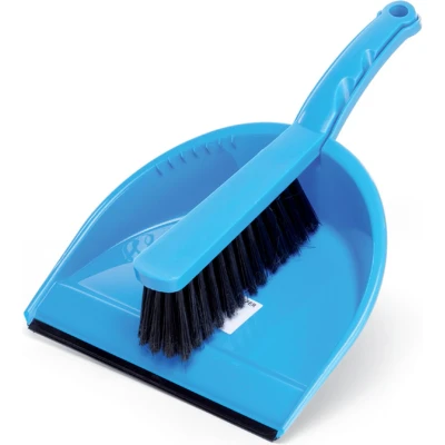 Afbeelding van Stoffer en blik kunststof blauw