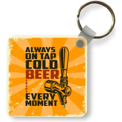 Afbeelding van Sleutelhanger Uitdeelcadeautjes Mancave Bier Oranje Vintage Plastic Vaderdag cadeau Geschenk Cadeautje voor hem Tip Mannen
