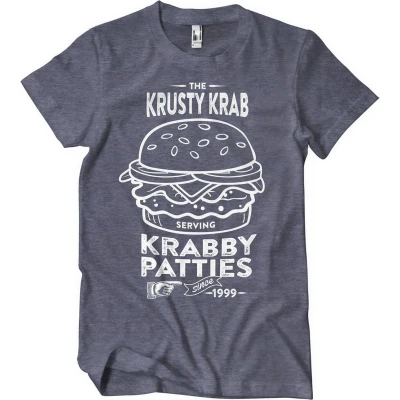 Afbeelding van Spongebob The Krusty Krab Serving Krabby Patties T Shirt Navy/Heather XL