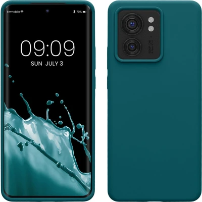 Afbeelding van kwmobile telefoonhoesje geschikt voor Motorola Edge 40 Hoesje met siliconen coating Smartphone case in petrol