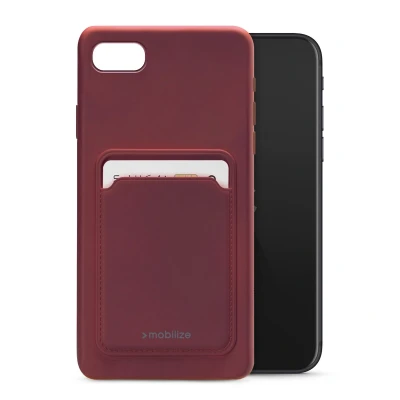 Afbeelding van Mobilize Rubber Gelly Card Case Apple iPhone 6/6S/7/8/SE (2020/2022) Matt Bordeaux