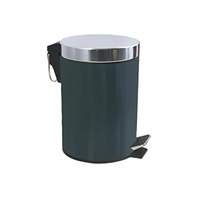 Afbeelding van MSV Prullenbak/pedaalemmer metaal donkergroen 3 liter 17 x 25 cm Badkamer/toilet Pedaalemmers