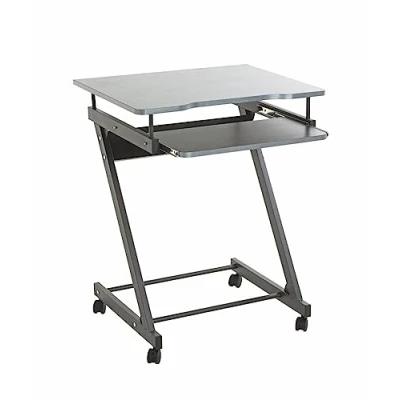 Afbeelding van Meubel computerbord op wieltjes, metaal, antraciet, D 49 x B 60 H 75 cm