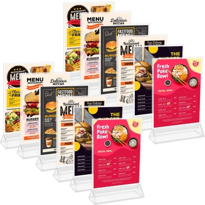Afbeelding van Kurtzy A6 Bord Houder (12 Pak) L11 x H19,5 cm Helder Plastic Dubbelzijdige Verticale Tafel Display Houders Restaurant Menu Kaart, Fotolijst &amp; Advertentie Poster Standaard