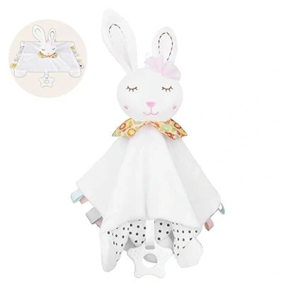 Afbeelding van Vicloon knuffeldoek, knuffeldoek voor baby&#039;s en peuters,slaaphulp, handpop, knuffeldier, zacht &amp; wasbaar, pasgeborenen, peuters, vanaf 0 maanden (Wit Haas)