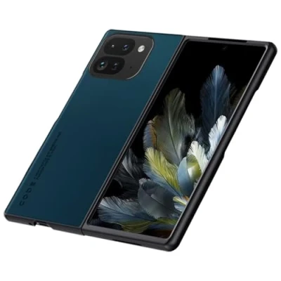 Afbeelding van HONLEN Voor Google Pixel 9 Pro Fold (7,8 inch) Holster Lederen Achterkant Mobiele Telefoon Case, Saffier