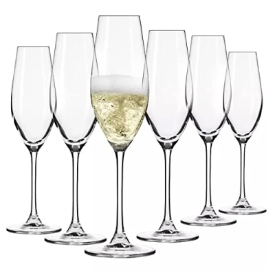 Afbeelding van Krosno glas för champagne och mousserande vin Splendour Klassisk design Set med 6 stycken 210 ml Elegant avsmalnande skål Perfekt klart Blyfritt Perfekta hem, restauranger fester Diskmaskinssäkra